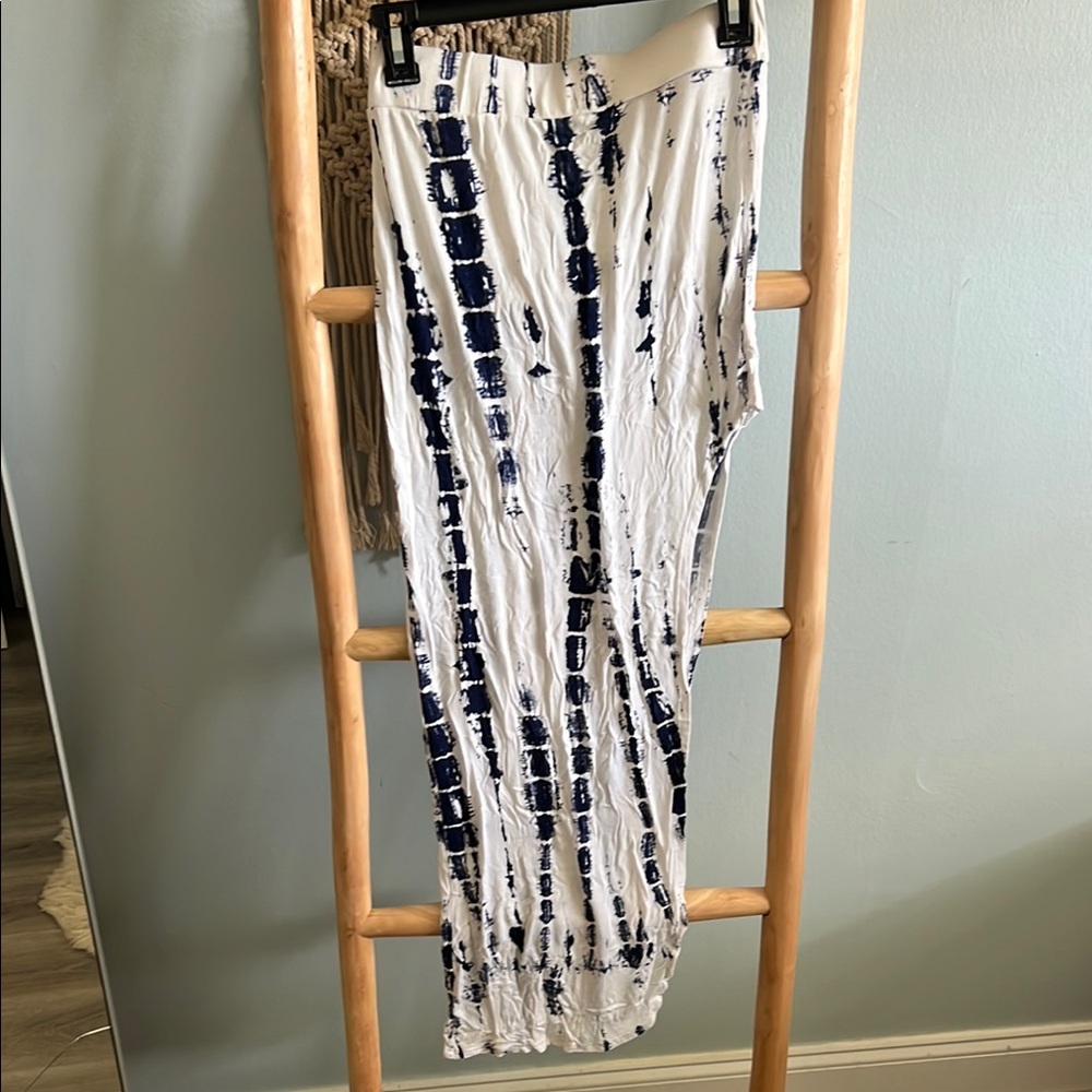 Asymmetrical White and Blue Skirt